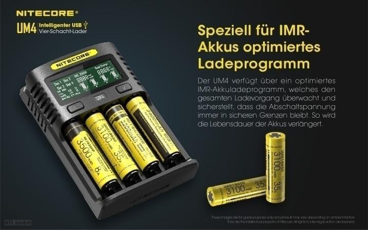 Image du produit Nitecore Chargeur USB UM4 (1 pcs, 14500, 16340, 18650, Piles rechargeables + chargeur)