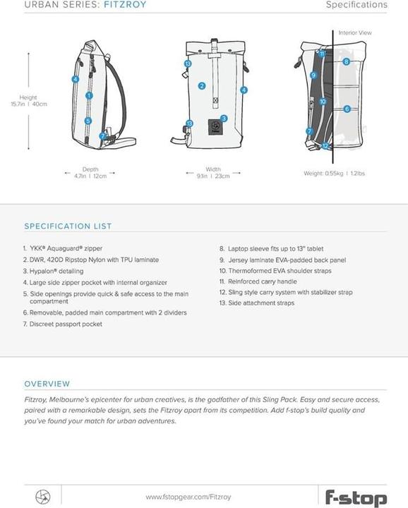 Productafbeelding F-Stop Fitzroy 11L (11 l)