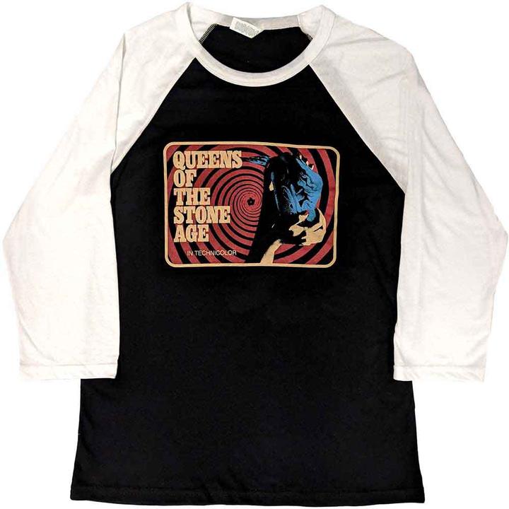 Queens Of The Stone Age In Technicolour (BlackWhite) Raglan Lon (XXL)