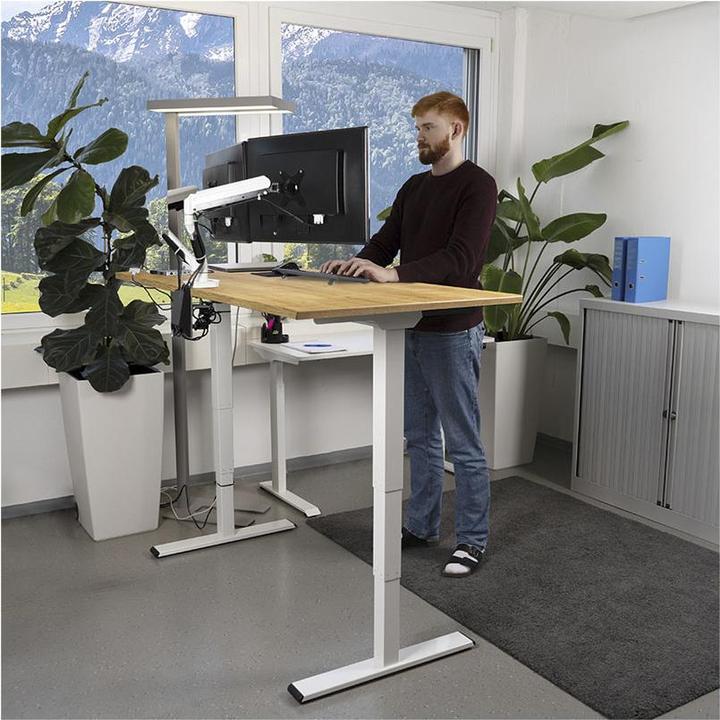 Produktbild Contini höhenverstellbarer Bürotisch 1.4x0.8m Eiche / Gestell ET225E weiss
