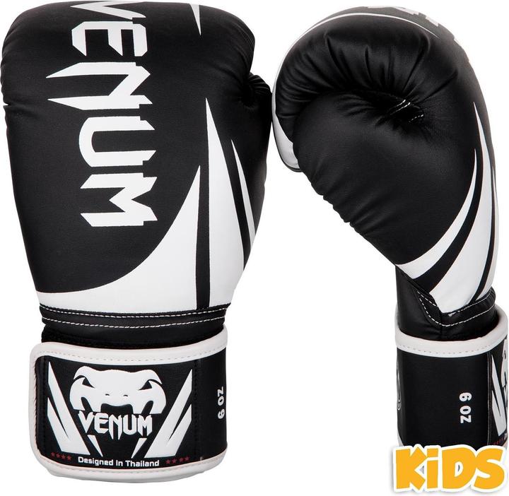 Actual product image Venum Challenger 2.0 Kids Boxing Gloves - Black/White (4 OZ, One size)