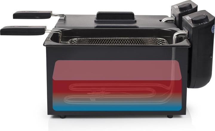 Produktbild Princess 183028 Double Black Fryer, Deep fryer, 6 L, 1.8 kg, 190 °C, Double, Black