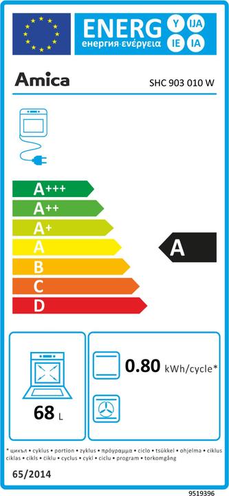 Energie-Label Amica SHC 903 010 W ws Standherd A 50cm 68L Infrarotgrill