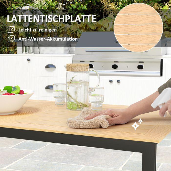 Image du produit Swisshandel24 Gartentisch für 6 Personen 160x80 cm Holzoptik Lamellendesign, Teak (80 cm)