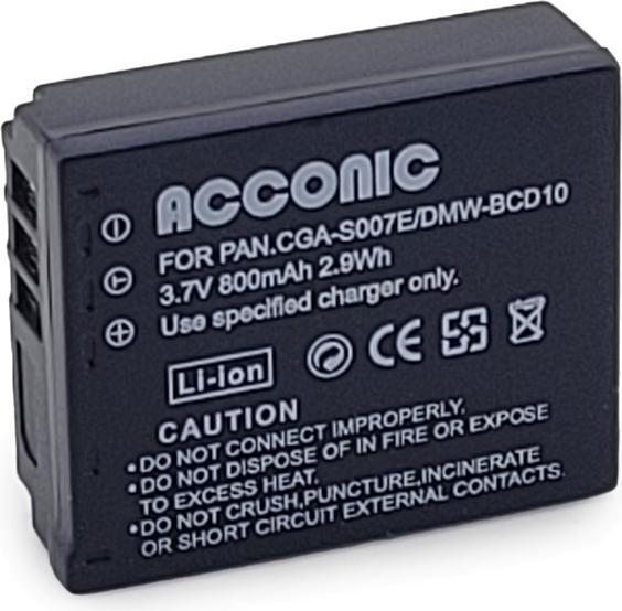 Acconic Akku f. Panasonic CGA-S007 Lumix DMC TZ2 DMC- TZ2 DMC TZ3 DMC- TZ3 DMC (Akku)