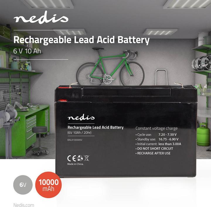 Actual product image Nedis Rechargeable maintenance-free lead battery - Voltage: 6 V - Battery capacity: 10000 mAh - 151 (6 V, 10000 Ah)