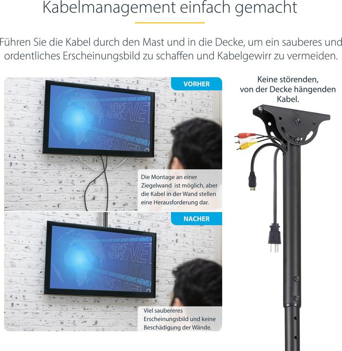 Produktbild StarTech Flat-Screen TV Ceiling Mount (Decke, 75", 50 kg)