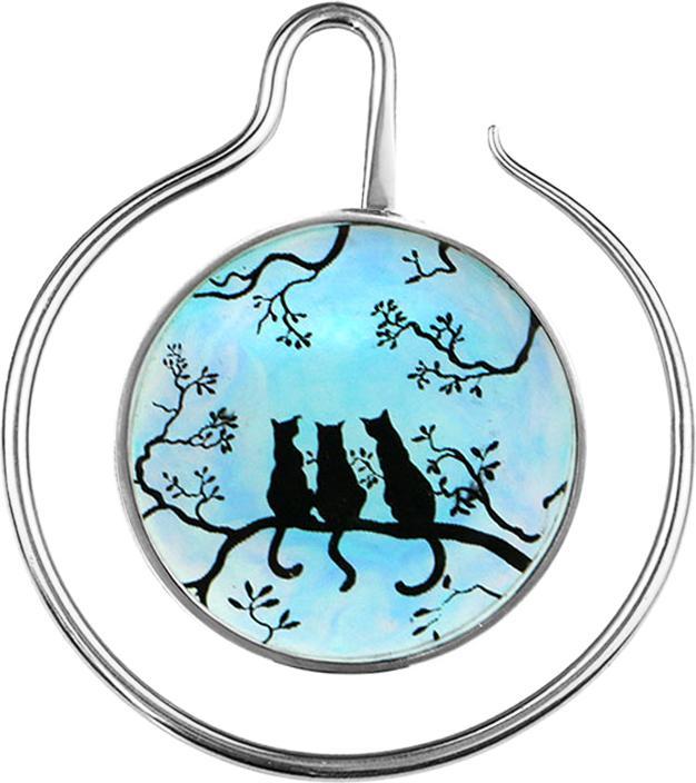 Star Piercing Ohrgewicht Ring silber drei Katzen auf Ast Epoxy blau (Organisch, Messing)