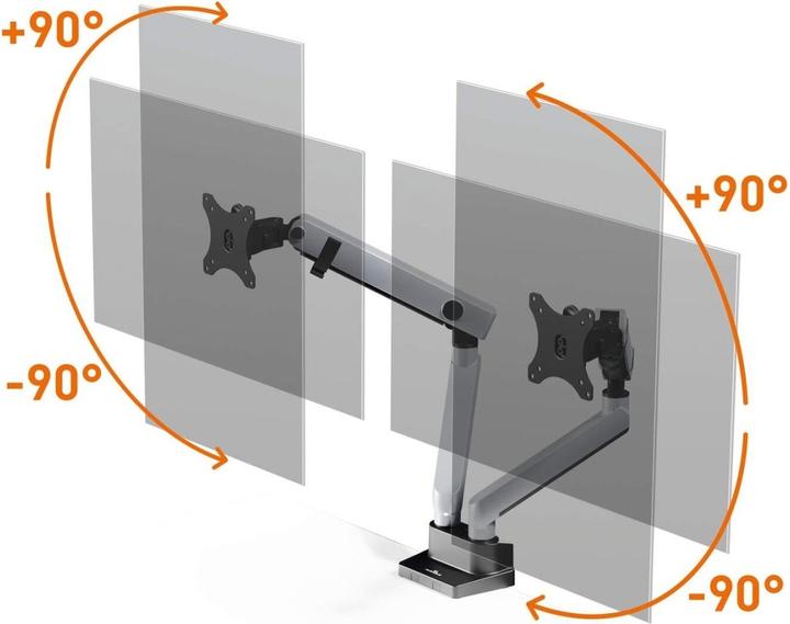 Actual product image Durable Monitor holder. SELECT PLUS w Arm f 2 Mon. tableb. Sil. (Table, 32")