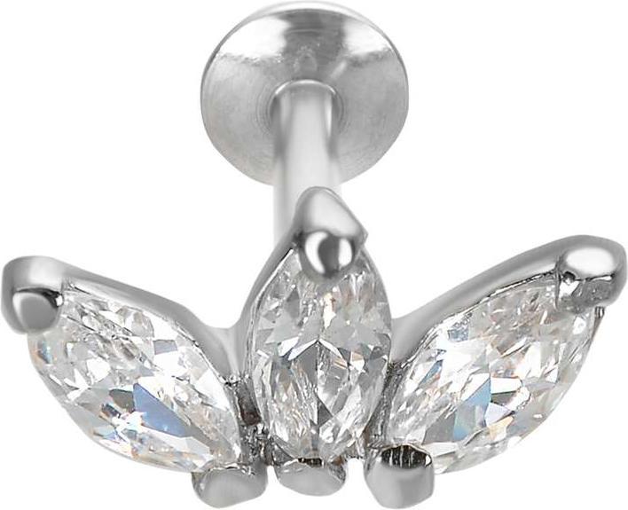 Immagine prodotto Bijouteria Piercing orecchio (Argento rodiato 925, Zirconia)