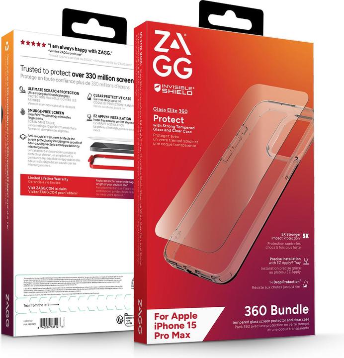 Immagine prodotto Zagg Invisibleshield Bndl Vetro (1 Pezzo/i, Apple iPhone 15 Pro Max)
