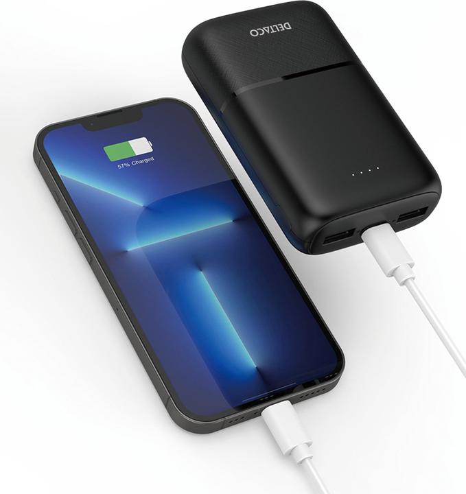 Actual product image Deltaco Powerbank 10,000 mAh, 2x USB-A, 1x USB-C (10 mAh)