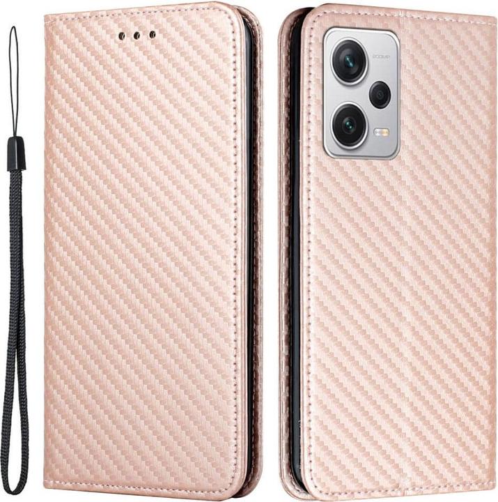 Produktbild Cover-Discount Xiaomi Poco X5 Pro - Carbon Look Flip Case Hülle rosa (Xiaomi Poco X5 Pro, Xiaomi Redmi Note 12 Pro 5G)