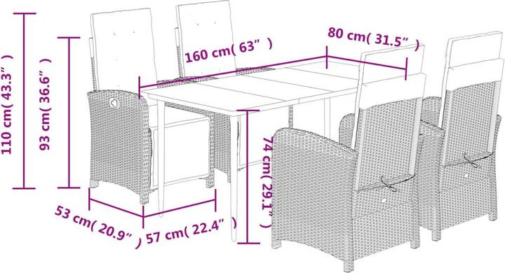 Produktbild VidaXL Gartenmöbel Essgruppe Gartengarnitur Sitzgruppe 5tlg. Beige Poly Rattan (80 cm)