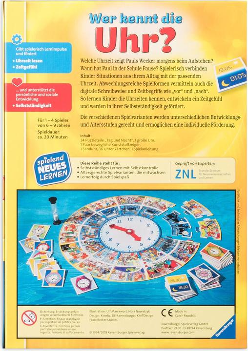 Actual product image Ravensburger Educational game Who knows the clock? (German)