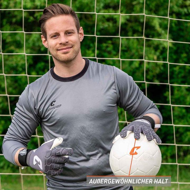 Produktbild Catch & Keep Fussballhandschuhe Fly Grey Soul Gr. 8 Grau Torwart Keeper Goalie Handschuhe (8)
