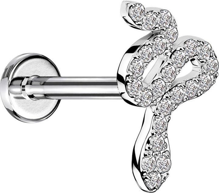 Immagine prodotto Star Piercing Micro labret filo interno argento cristalli di serpente argento (Ottone, Acciaio chirurgico 316L)