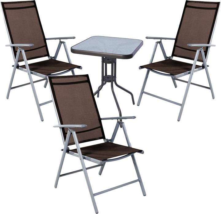 Produktbild Mojawo 4-tlg Bistro Garnitur Bistromöbel Klappstuhl Sitzgruppe Hochlehner (60 cm)