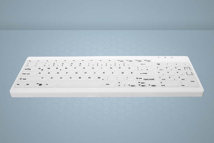 Actual product image Active Key Hygiene Compact Ultraflat Keyboard with NumPad Fully Sealed Watertight USB White MAC (DE, Cable)