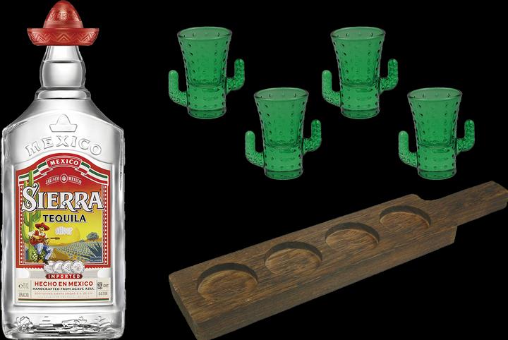 Image du produit Mayer - the gift factory Tequila Set avec 4 verres à shot Cactus 350ml - 38%vol.