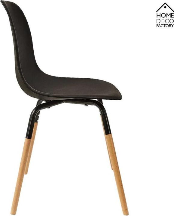Produktbild WfG Skandinavischer Designer STUHL Esszimmerstuhl | Kunststoff Sitz und Beine aus Holz SCHWARZ