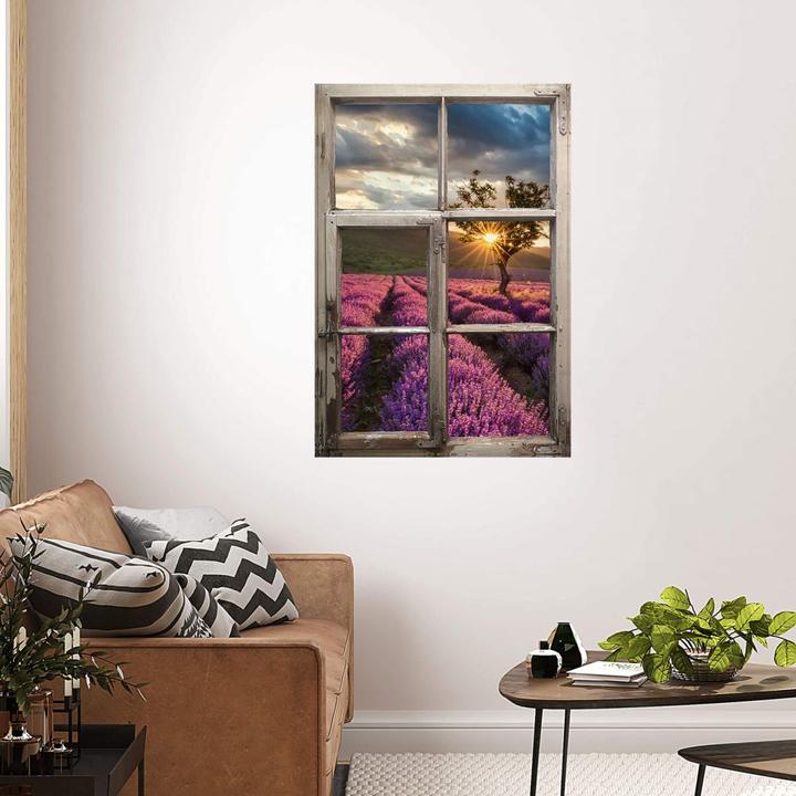 Produktbild Trenddeko 3D Fenster Shabby - Lavendelblüte in der Provence (41 x 60 cm)