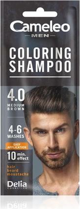 Cameleo Men Coloring Shampoo Brown Hair Beard Mustache Visible Color in 10 Minutes Refreshes Lasts f (15 ml)