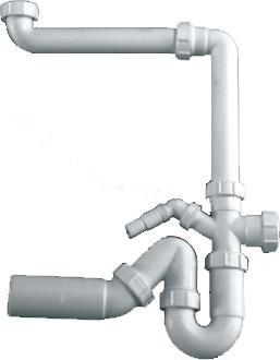 Produktbild Euro Forte Ablauf für Spülbecken, Küche, 1-teilig, CH-Norm, 1 1/2"x56mm, weiss (Ablaufgarnitur, 1 1/2“)