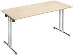 Actual product image Sodematub Multi-purpose table maple rectangular, round tube chrome, 160.0 x 70.0 x 74.0 cm