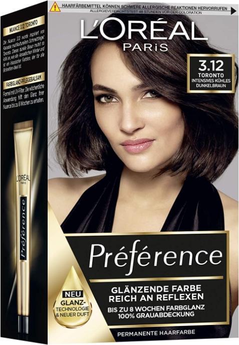 Immagine prodotto L'Oréal Paris L'Oréal, Paris Préférence, colore per capelli, Toronto, 183 g (3,12 Marrone scuro intenso e freddo)