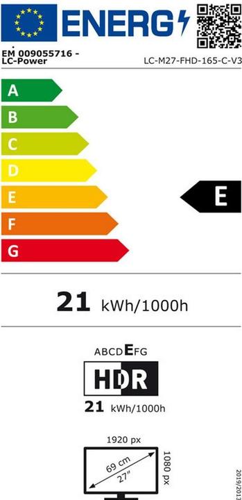 Energy Label LC-Power LC-M27-FHD-165-C-V3 (1920 x 1080 pixels, 27.27")