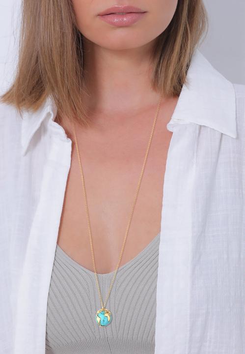 Actual product image Elli Necklace pea necklace globe globe syn. howlite 925 silver (925 sterling silver, Synthetic turquoise, 70 cm)