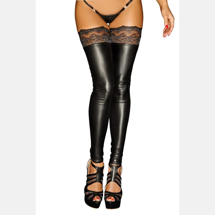 Productafbeelding Noir Handmade Wetlook kousen houden stand (M)