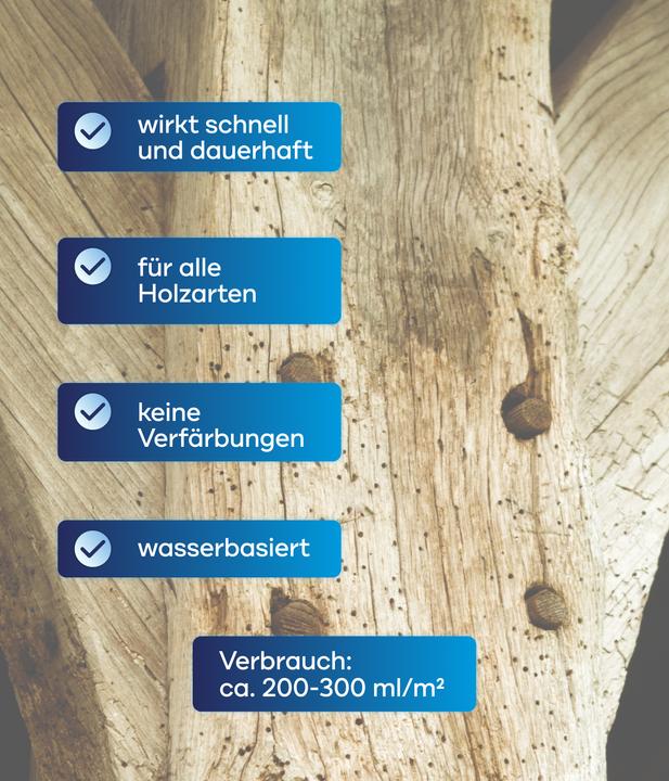 Produktbild Plid Holzwurmtod 0,75l - für ca. 3m² / Holzschutz Holzwurmbekämpfung Holzwurmmittel (Farblos, 0.75 l)