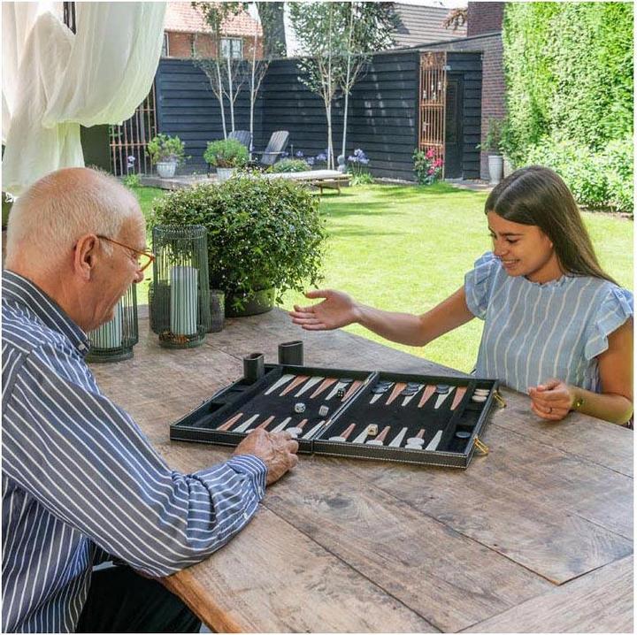 Actual product image Longfield Games Backgammon 18 Classic Board Game in Brown and Ivory (German)