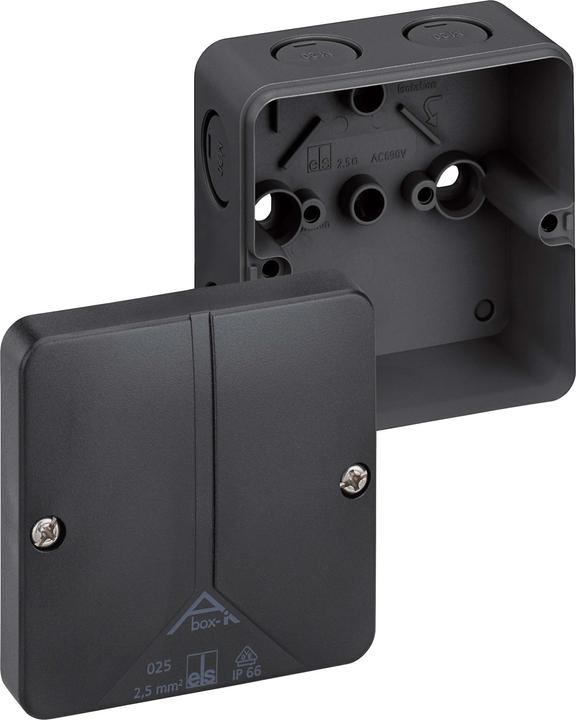 Produktbild Spelsberg Abzweigdose IP65 2,5qmm 82x82x51mm sw Kst Anschlusseinheit Wand/Decke hfr