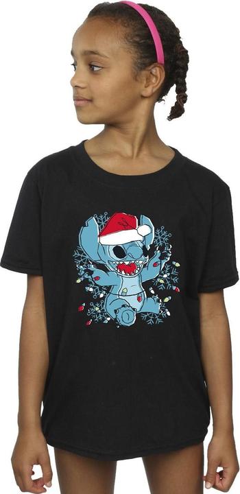 Immagine prodotto Disney Lilo And Stitch Christmas Lights Sketch Maglietta Ragazze (140, 146)