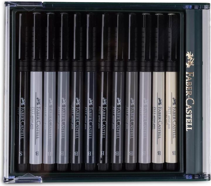 Immagine prodotto Faber-Castell Set di inchiostri da disegno pigmentati (Grigio, 12 x)