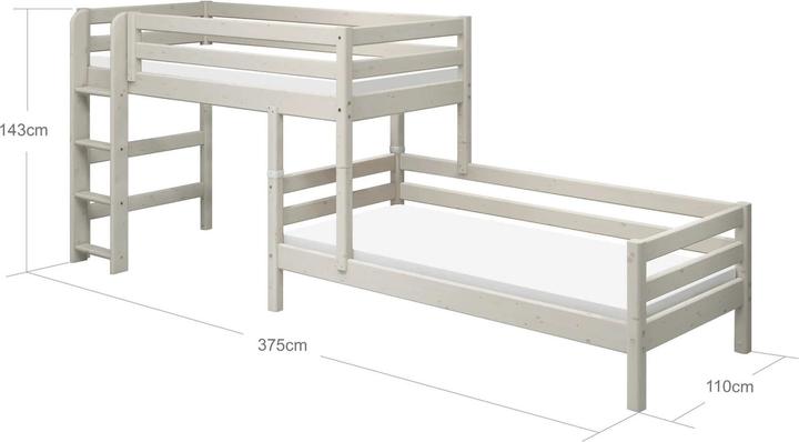 Actual product image Flexa Medium height combi bed Classic with straight ladder (90 x 200 cm)