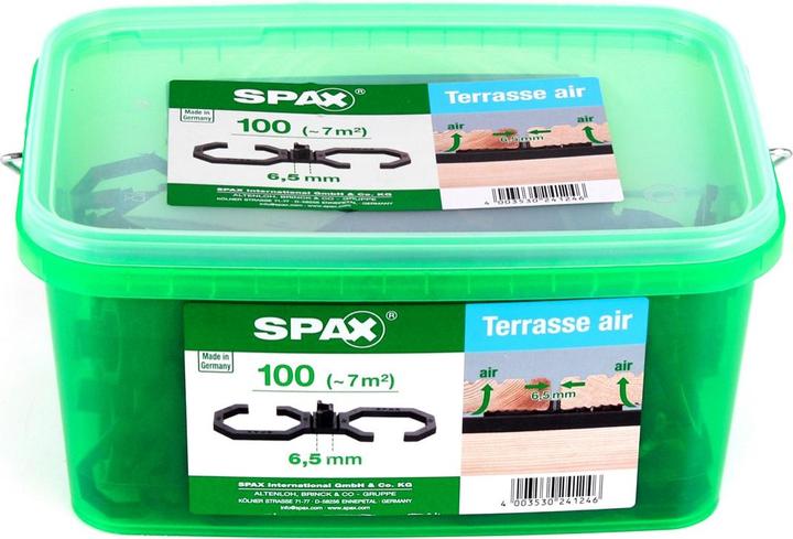 Spax Terasse Air Spacer 6,5mm Ventilation for wood boards Terasse L in handle case 100 pcs.