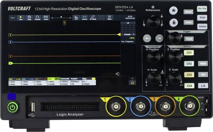 Actual product image Voltcraft DOV1254 LA Digital-Oszilloskop 125 MHz 4-Kanal 1.25 GSa/s 100 Mpts 12 (CAT II)