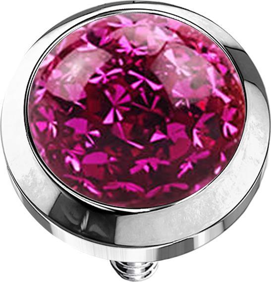 Star Piercing Dermal Anchor Kristall Kuppel fuchsia Epoxy Schutzschicht (ohne Messing, Chirurgenstahl 316L)