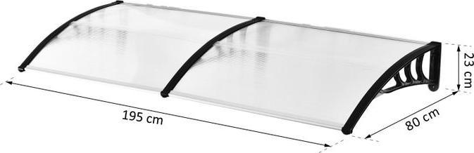Image du produit Swisshandel24 Auvent pour porte d'entrée 75x195x23 cm 5mm Polycarbonate Alu Transparent