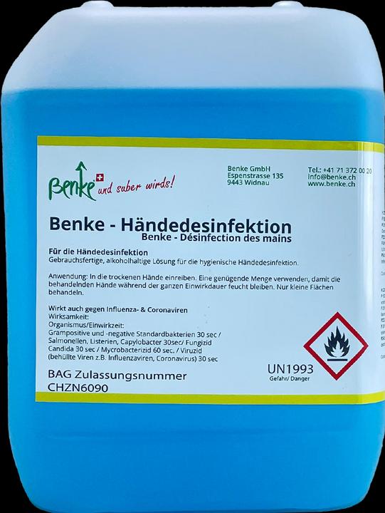 Produktbild Benke Händedesinfektionsmittel - Swiss Made - 5 Liter (5000 ml)