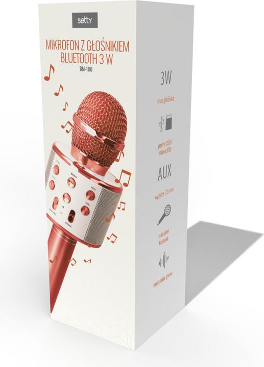 Actual product image Setty Bluetooth microphone with speaker BM-100 rose gold