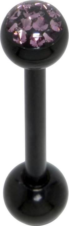 Actual product image Bijouteria Tongue piercing (Surgical steel 316L, Epoxy resin, Crystal, PVD coating (black))
