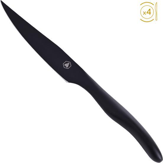 Laguiole Set Of 4 Black Steak Knives (4 Stuk, Mes)