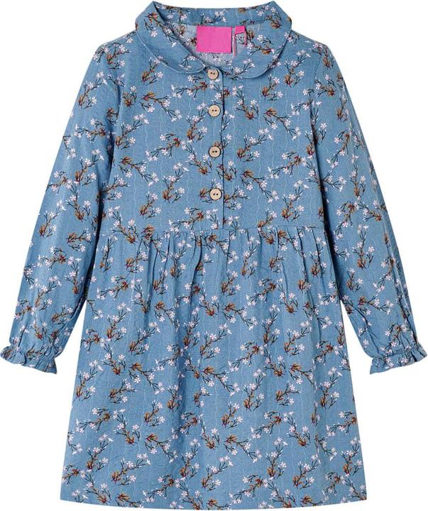 VidaXL Kinderkleid mit Langen Ärmeln Petrolblau 128,Material: 50 (128)