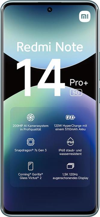 Actual product image Xiaomi Redmi Note 14 Pro+ 5G (512 GB, Frost Blue, 6.67", Dual SIM, 200 Mpx, 5G)