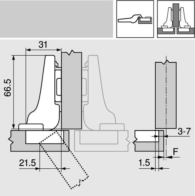 Produktbild Blum Topfband CLIP top, Mittelband 110 °